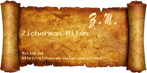 Zicherman Milán névjegykártya